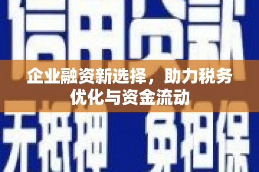 板桥企业融资新选择，助力税务优化与资金流动