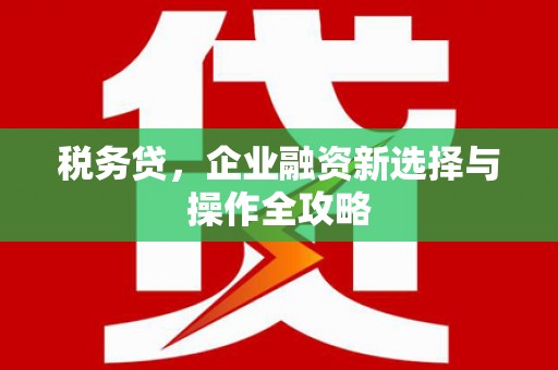 板桥税务贷，企业融资新选择与操作全攻略