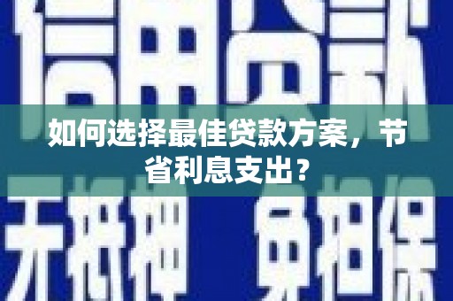 板桥如何选择最佳贷款方案，节省利息支出？