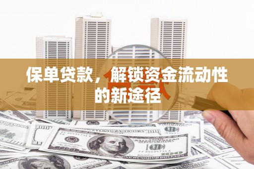 板桥保单贷款，解锁资金流动性的新途径