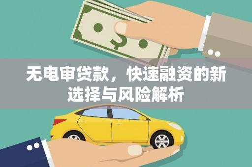 板桥无电审贷款，快速融资的新选择与风险解析