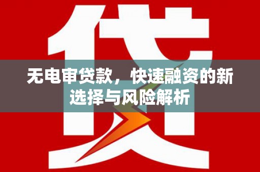 板桥无电审贷款，快速融资的新选择与风险解析