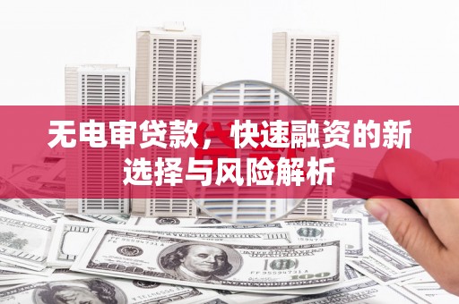 板桥无电审贷款，快速融资的新选择与风险解析