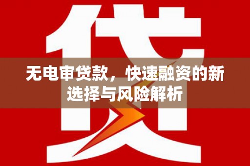 板桥无电审贷款，快速融资的新选择与风险解析