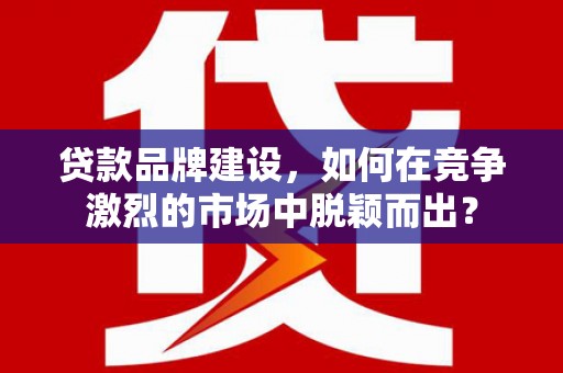 板桥贷款品牌建设，如何在竞争激烈的市场中脱颖而出？