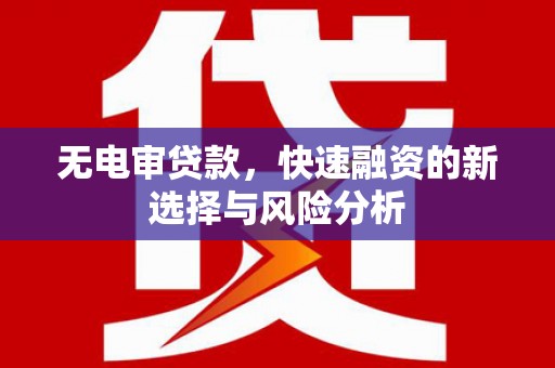 板桥无电审贷款，快速融资的新选择与风险分析