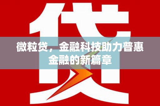 板桥微粒贷，金融科技助力普惠金融的新篇章