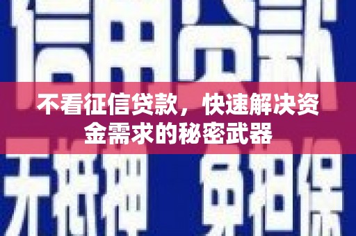 板桥不看征信贷款，快速解决资金需求的秘密武器