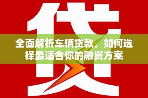 板桥全面解析车辆贷款，如何选择最适合你的融资方案