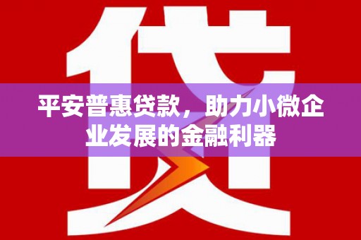 板桥平安普惠贷款，助力小微企业发展的金融利器