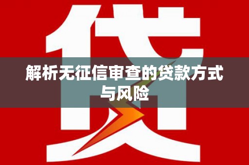 板桥解析无征信审查的贷款方式与风险