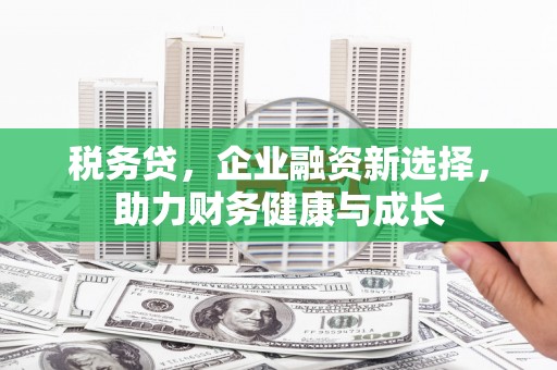 板桥税务贷，企业融资新选择，助力财务健康与成长